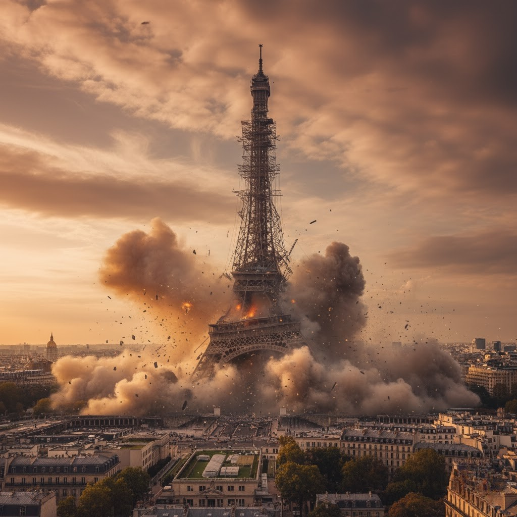 Paris Eiffel Tower Fire
